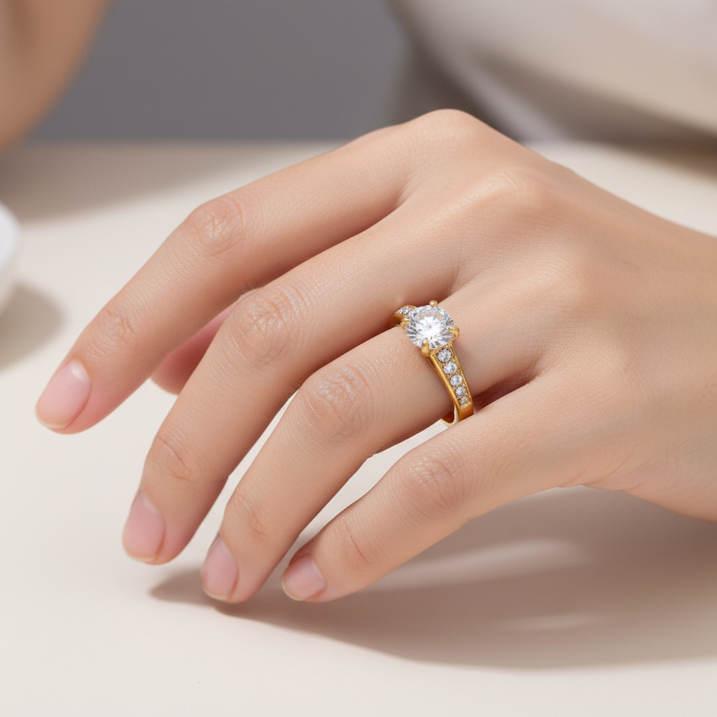 Edelstahl Ring mit AAA Zirkonia