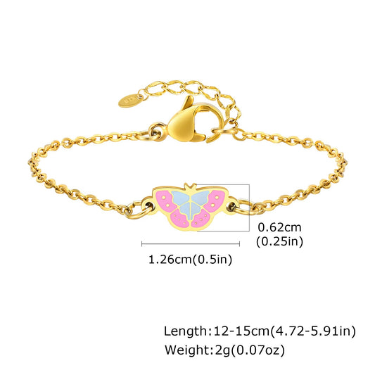 Edelstahl-Kinderarmband Schmetterling Gold