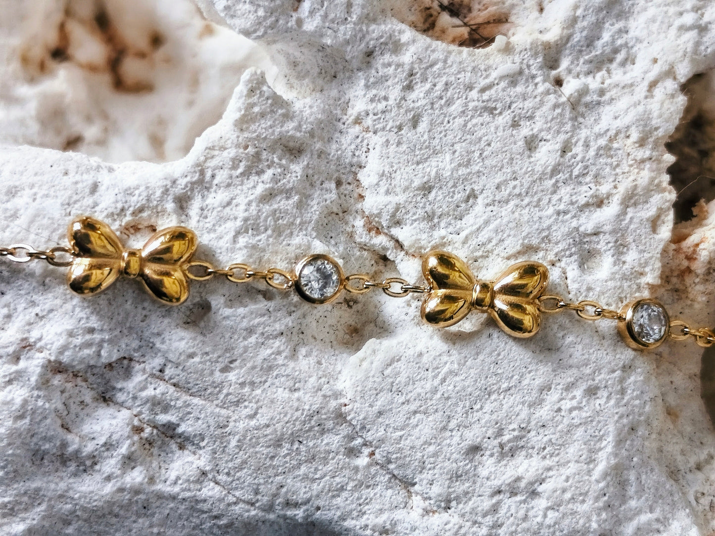 Edelstahl-Kinderarmband Gold mit Schleifen für Babys