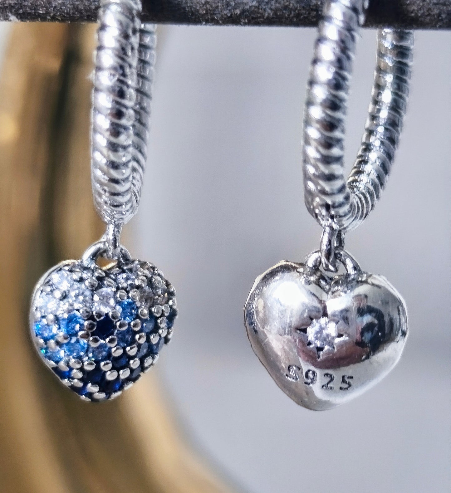 925 Sterling Silber Ohrringe Blaues Herz