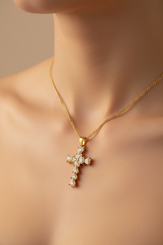 Zirkonia-Kreuz Anhänger aus 316L Edelstahl