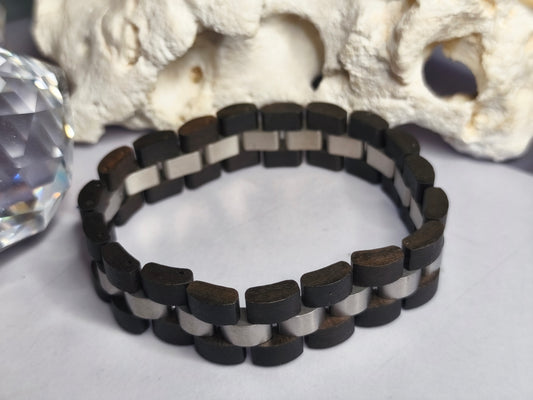 Edelstahl-Natuholzkette Armband für Männer