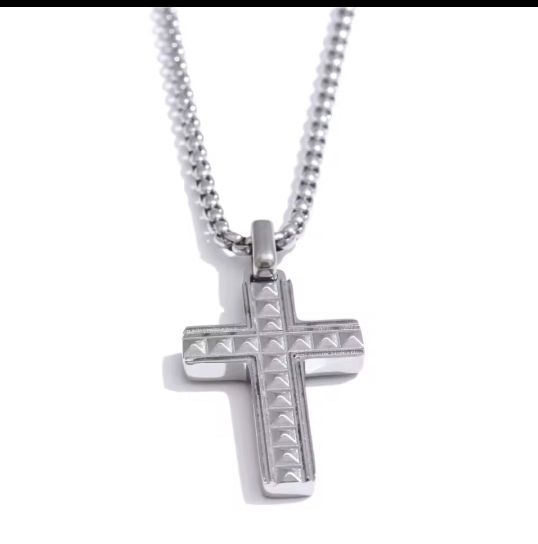 Männer Kreuz aus Edelstahl Silber 1