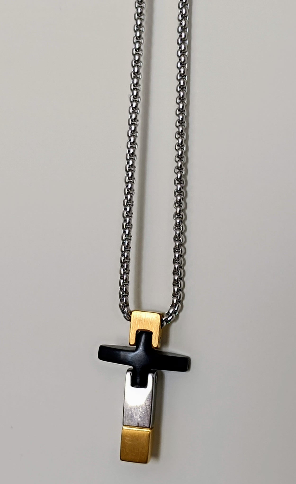 Männer Kreuz aus Edelstahl Tricolor