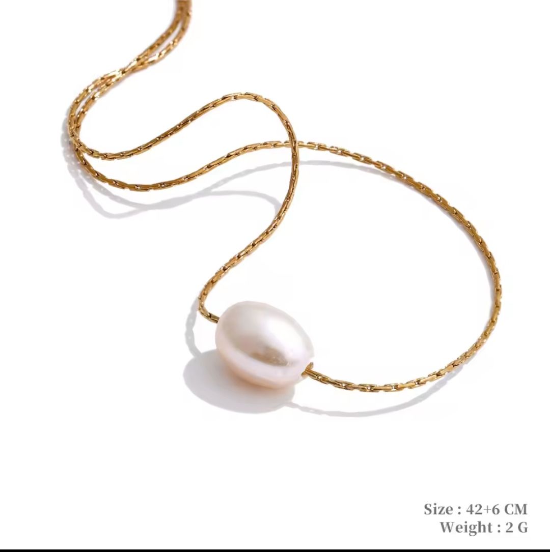 Edelstahl Halskette mit Perle Anhänger