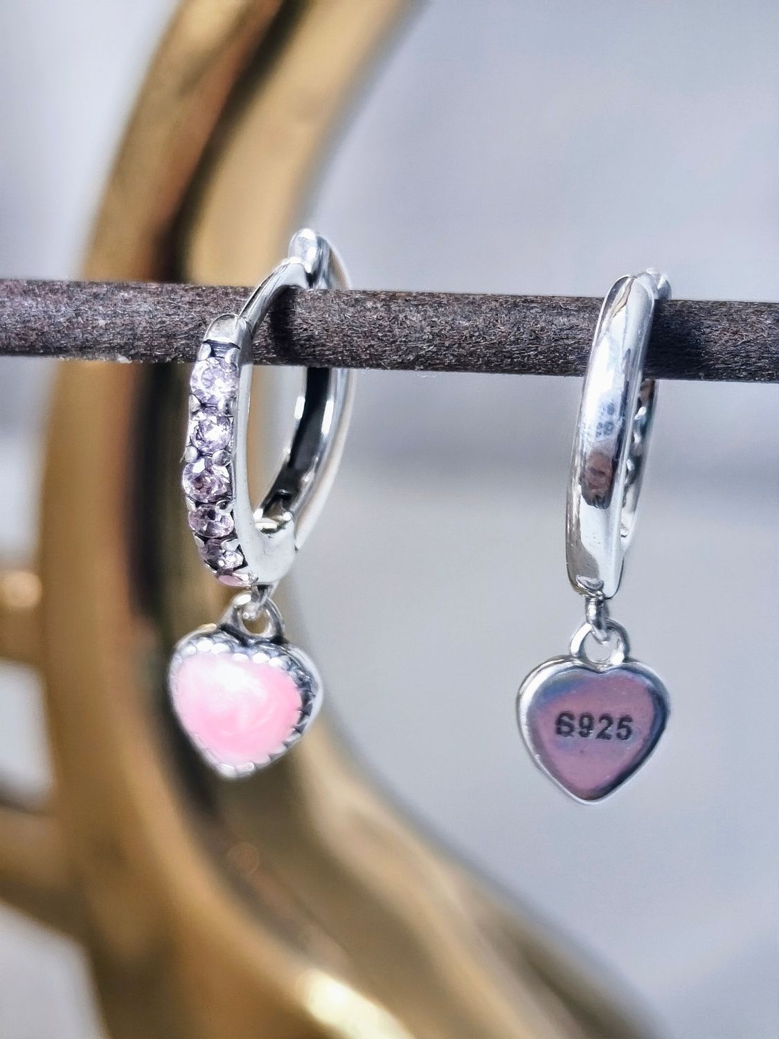 925 Sterling Silber Ohrringe Pinkes Herz