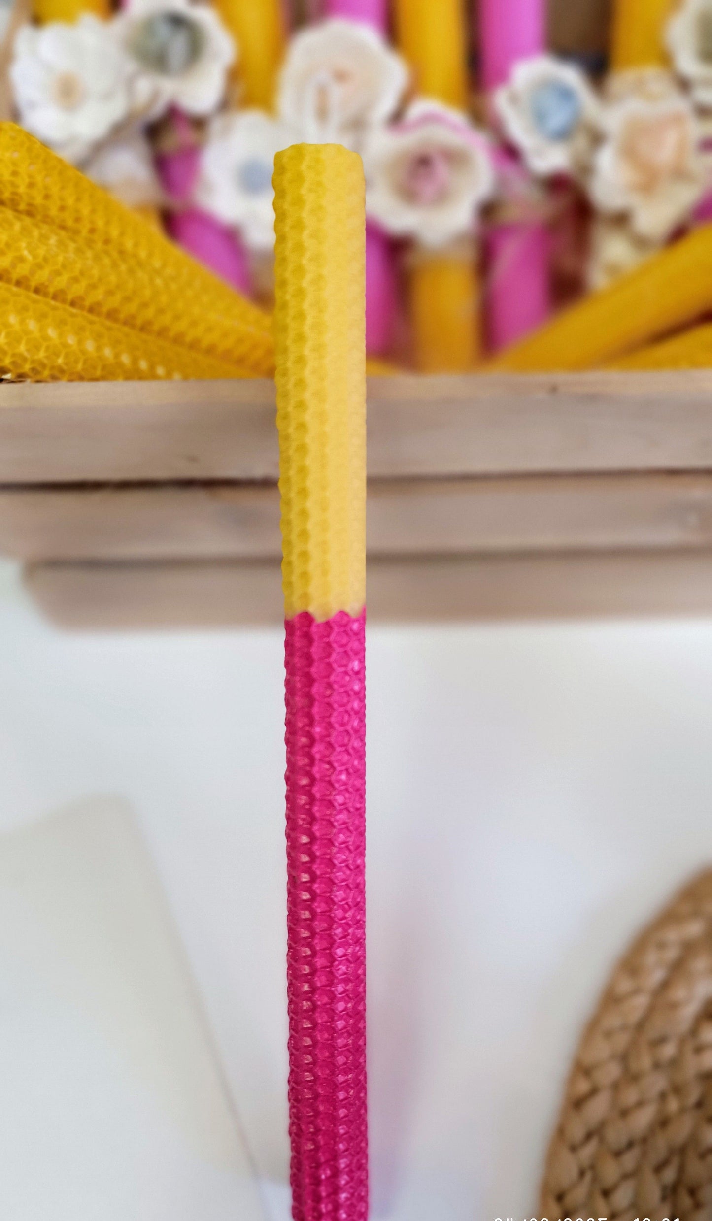 Osterkerze Pink aus Reinem Bienenwachs