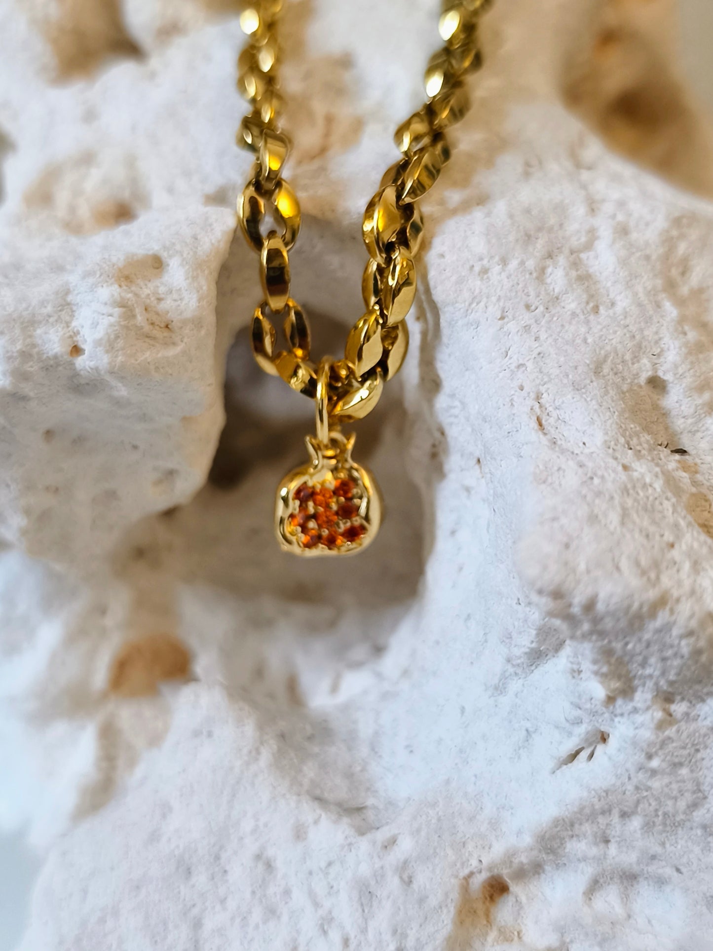 Halskette „Granatapfel“, Edelstahl