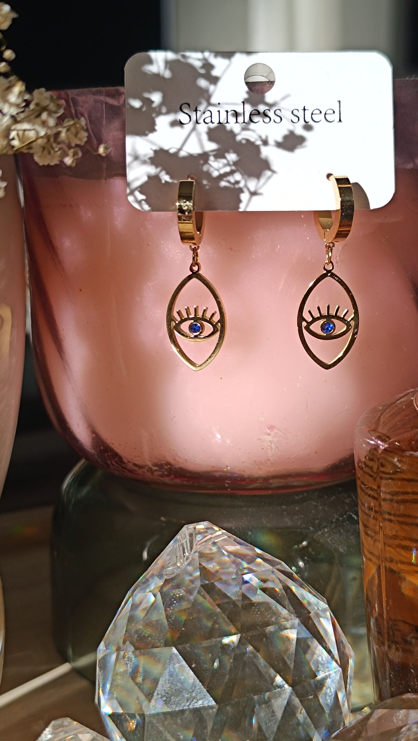 Ohrringe Gold Stahl Auge oval