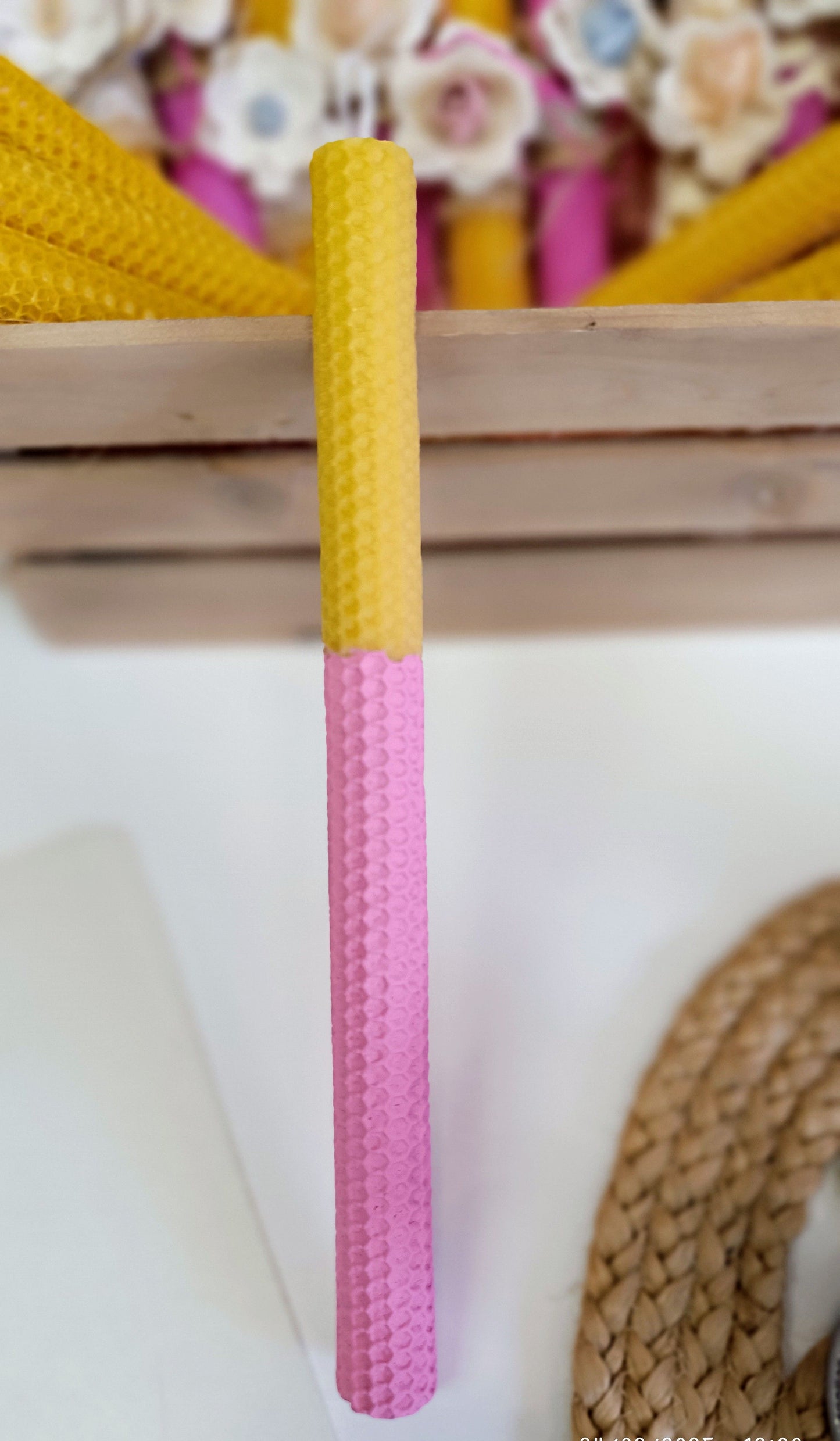 Osterkerze Rosa aus Reinem Bienenwachs