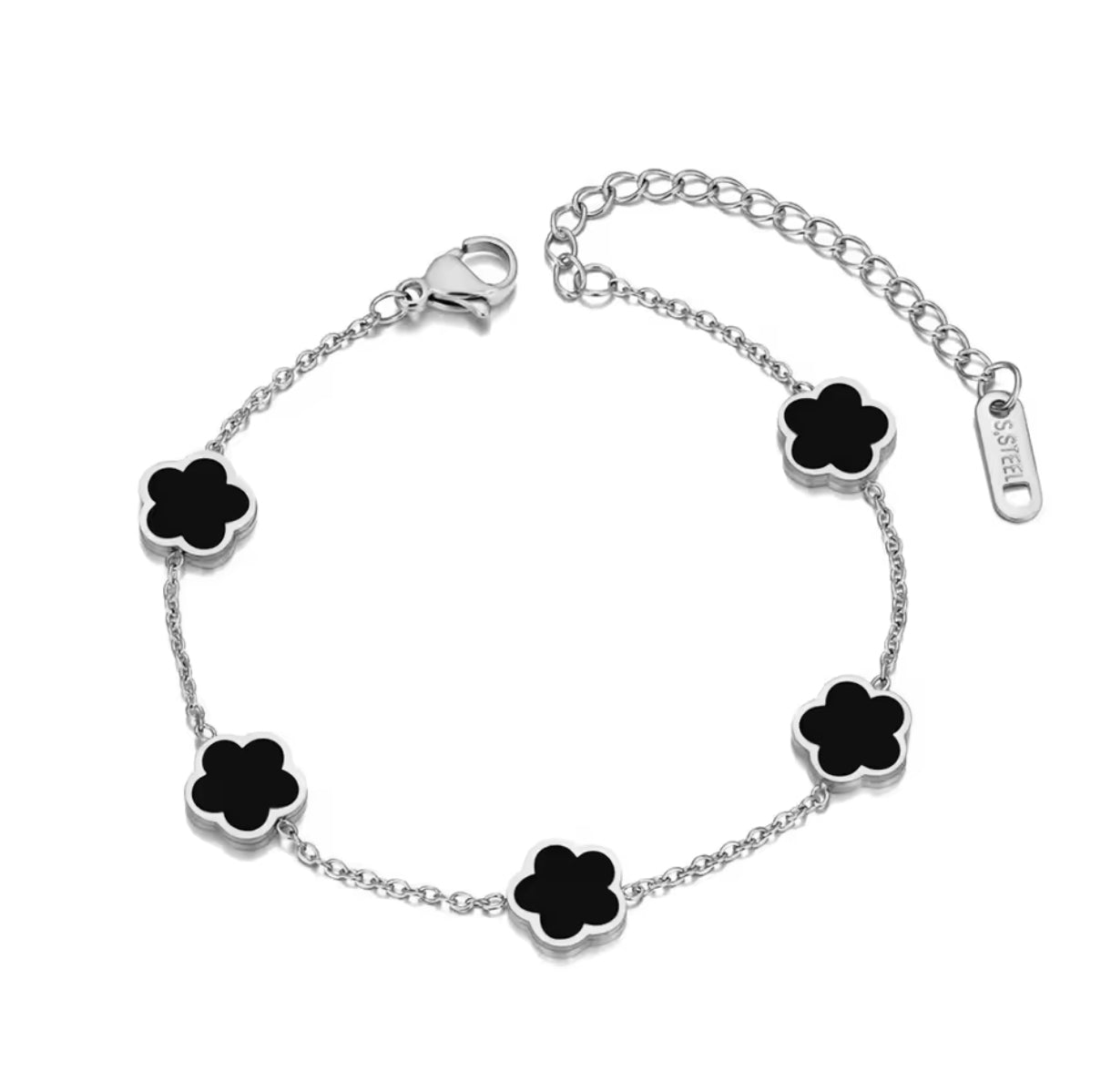 Edelstahl Armband mit Blumen