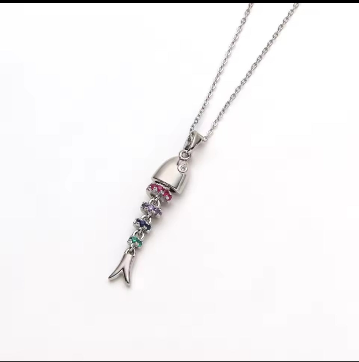 Edelstahl Zirkon Fisch Halskette