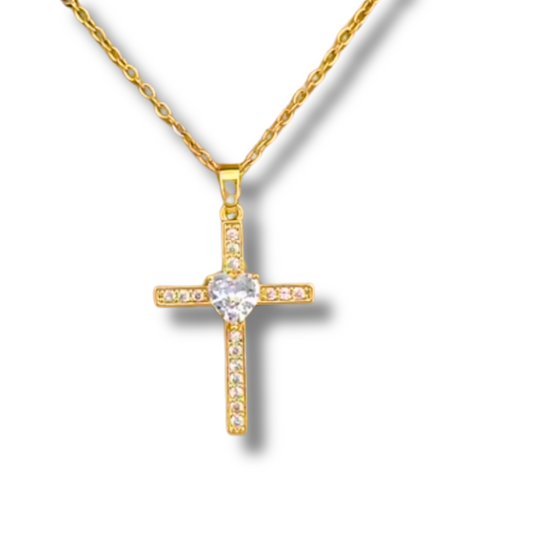 316L Edelstahl Kreuz Herz Anhänger