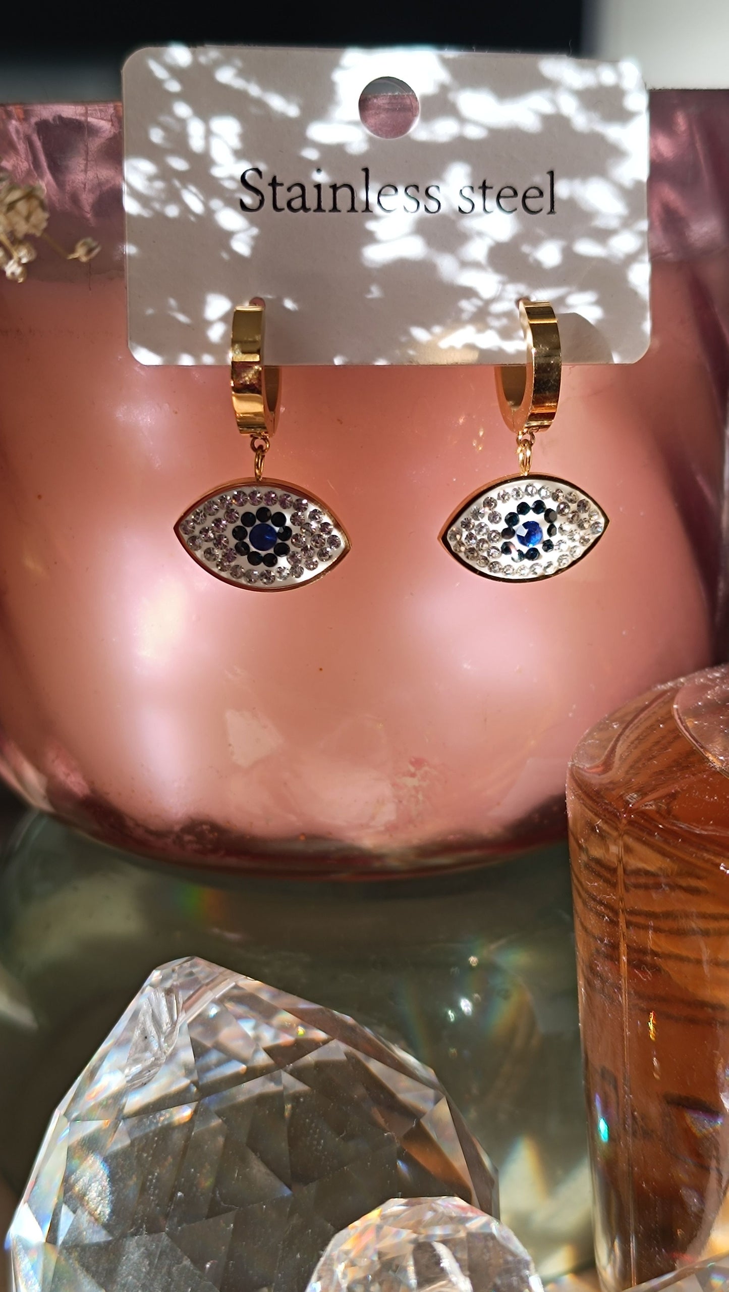 Goldene Augen-Creolen aus Stahl