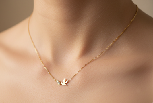 Edelstahl Vogel Zirkonia Halskette aus 316L Edelstahl