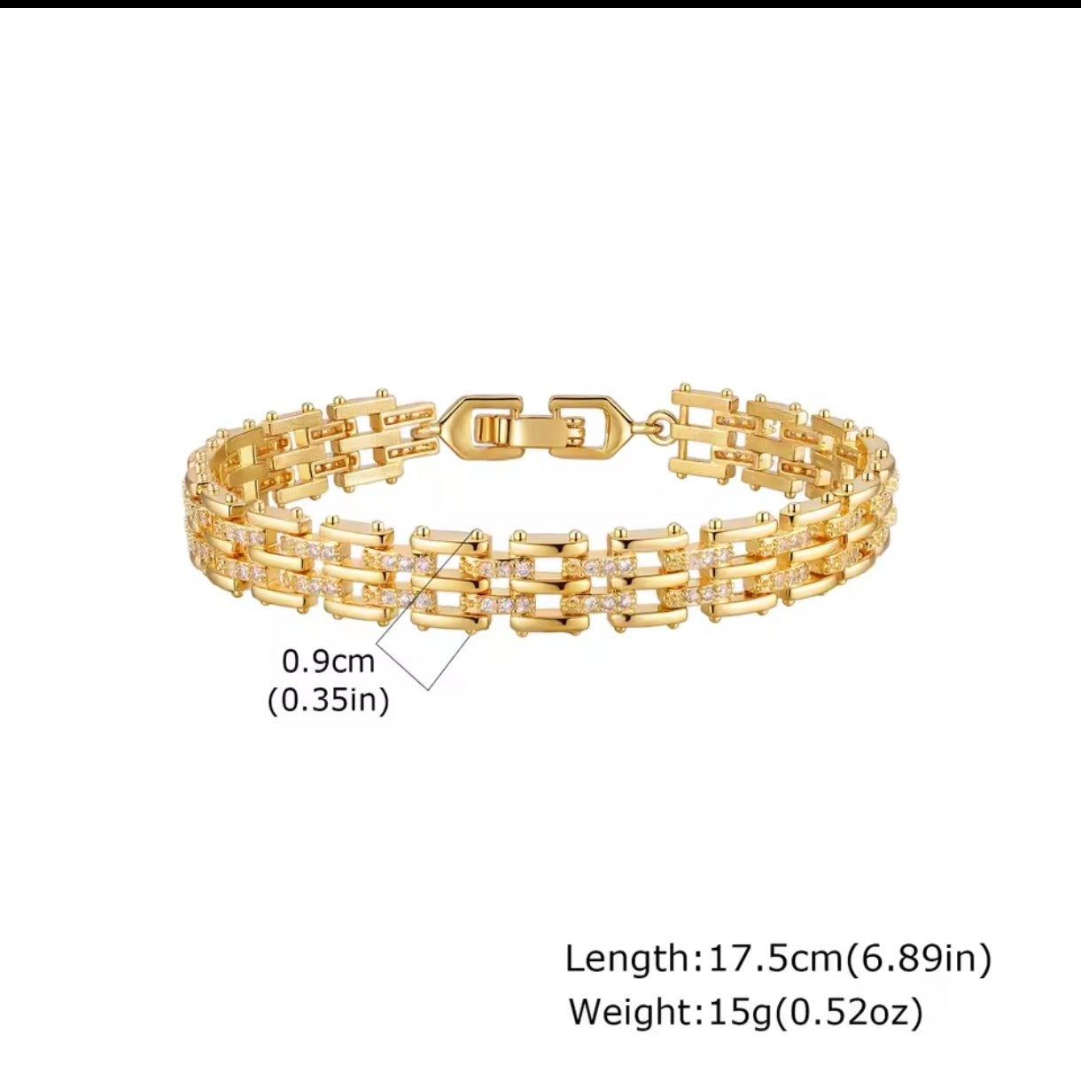 Edelstahl-Armband mit Zirkonia Schmal