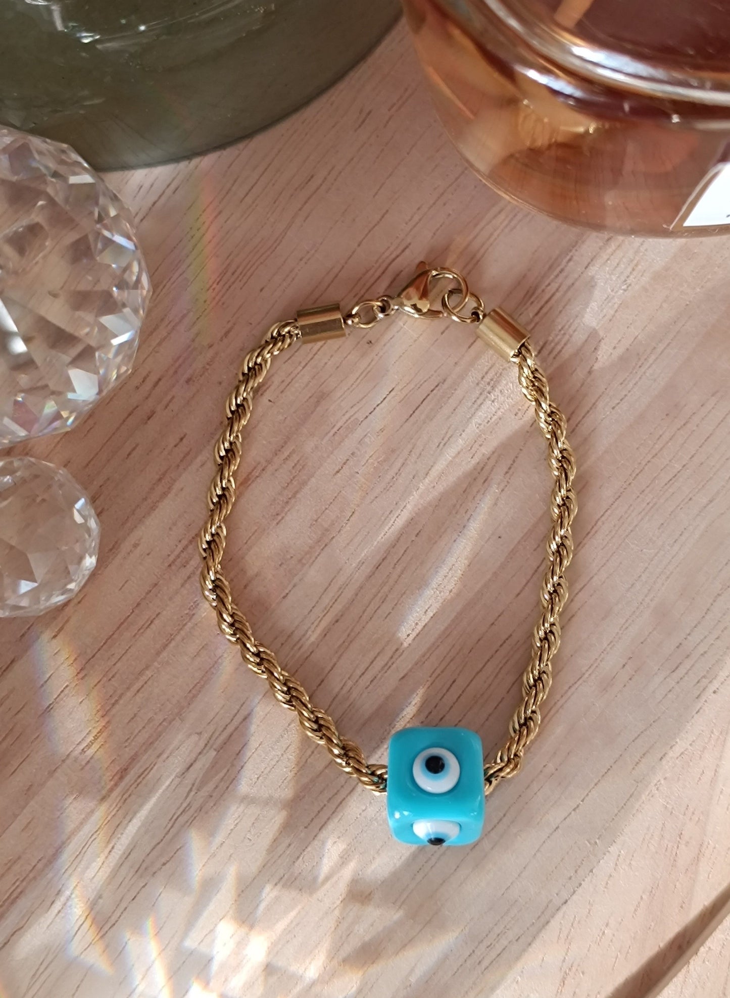 Armband mit blauem Auge aus Edelstahl 316