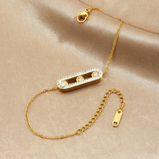 316L Edelstahl Armband in Gold mit Zirkon