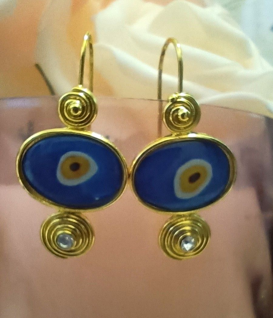 Vintage Emaille Tropfen-Ohrringe