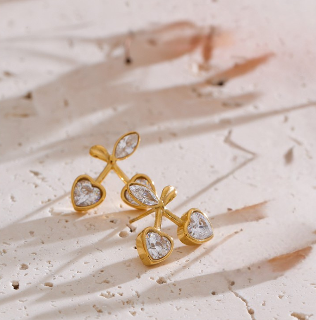 316L Edelstahl Zirkonia Kirsch Ohrstecker