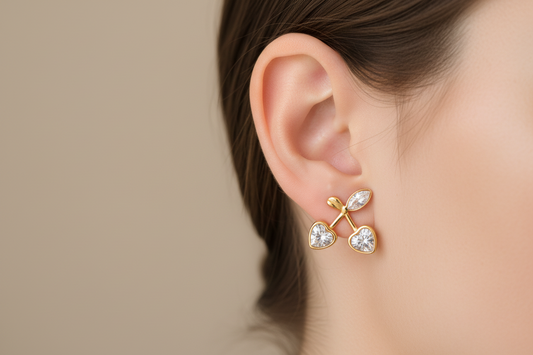 316L Edelstahl Zirkonia Kirsch Ohrstecker