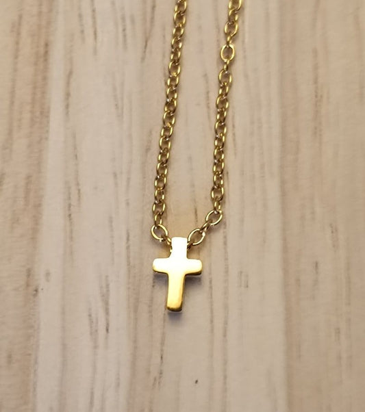 Mini Kreuz316L Edelstahl Gold