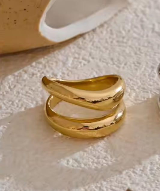 Edelstahl Ring Doppelsicht Gold Größe