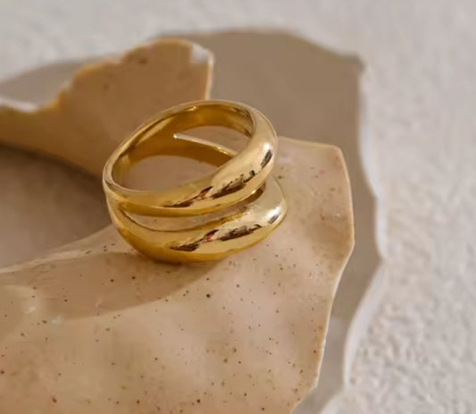 Edelstahl Ring Doppelsicht Gold Größe