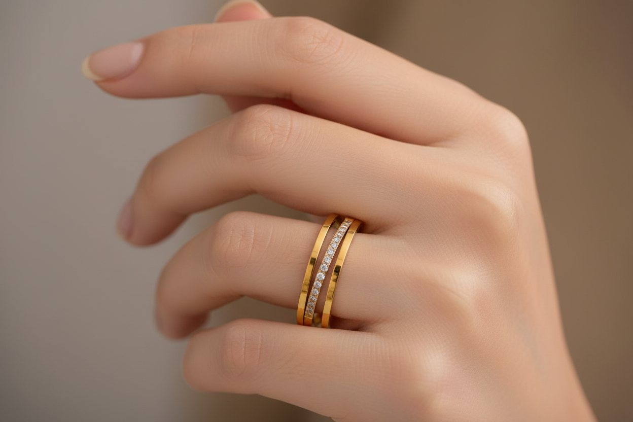 Edelstahl Ring mit kubischem Zirkonia