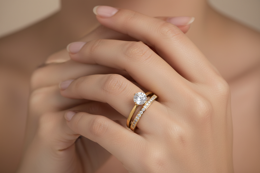 Edelstahl Ring mit Zirkonia doppellagig