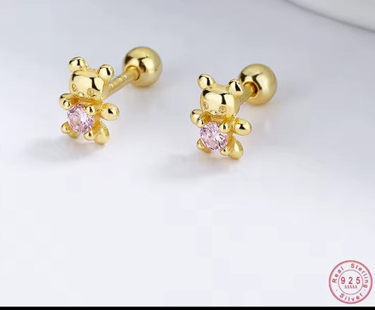 925 Sterling Ohrringe mit Teddybär