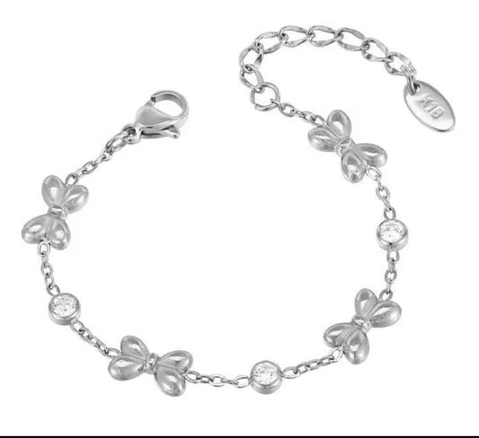 Edelstahl-Kinderarmband Silber mit Schleifen kleine Kinder