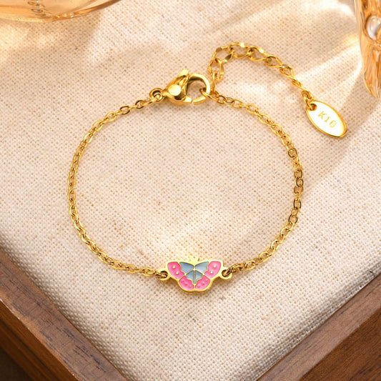 Edelstahl-Kinderarmband Schmetterling Gold
