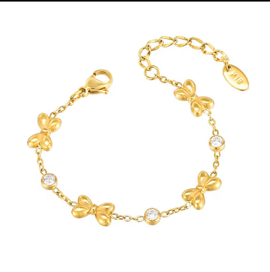 Edelstahl-Kinderarmband Gold mit Schleifen für Babys