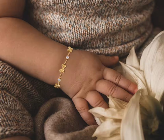 Edelstahl-Kinderarmband Gold mit Schleifen für Babys