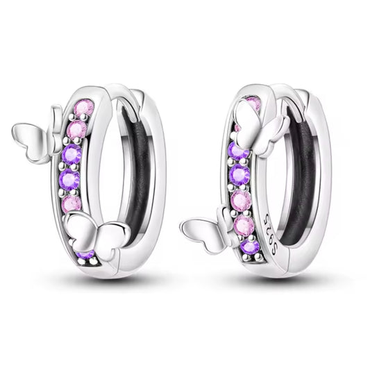 925 Sterling Creolen Ohrringe Schmetterling