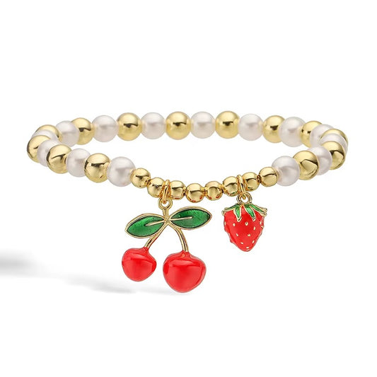 Elastische Rote Erdbeere- Kirsche Armband
