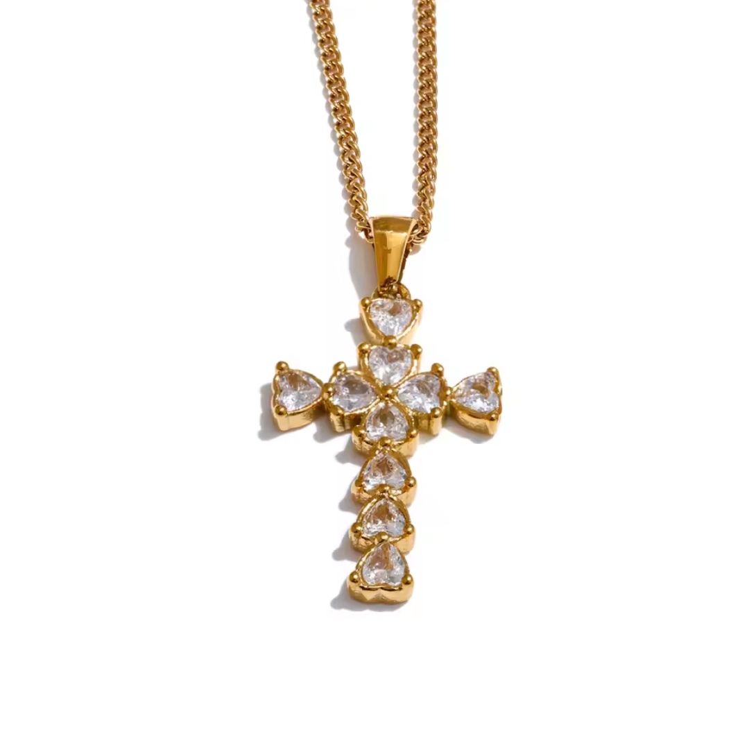 Zirkonia-Kreuz  Anhänger aus 316L Edelstahl