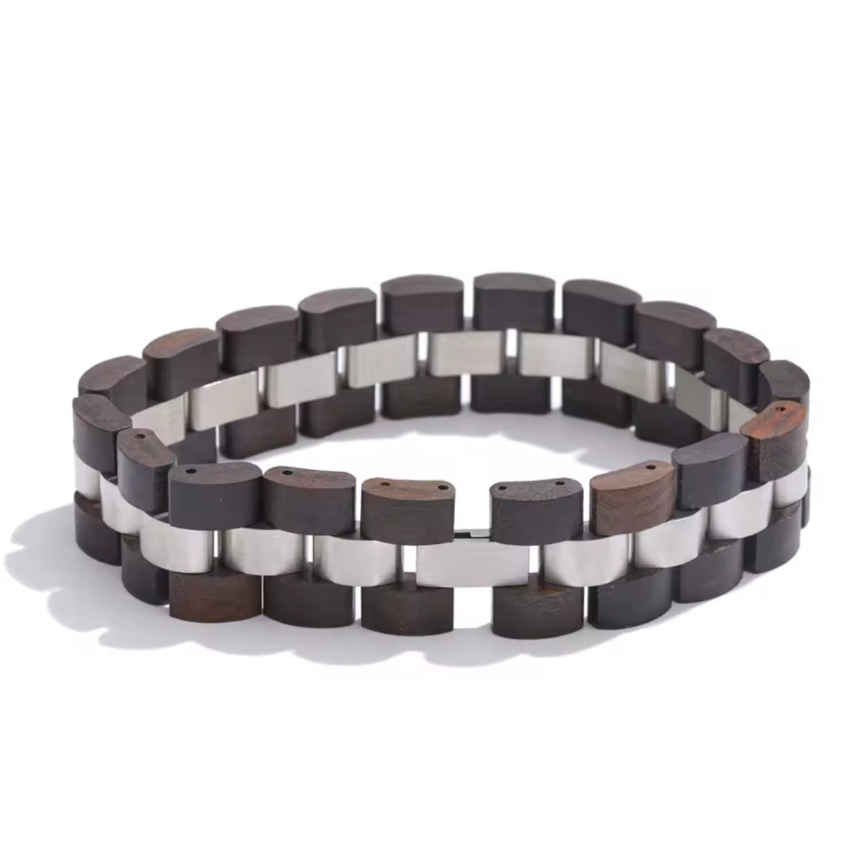 Edelstahl-Natuholzkette Armband für Männer