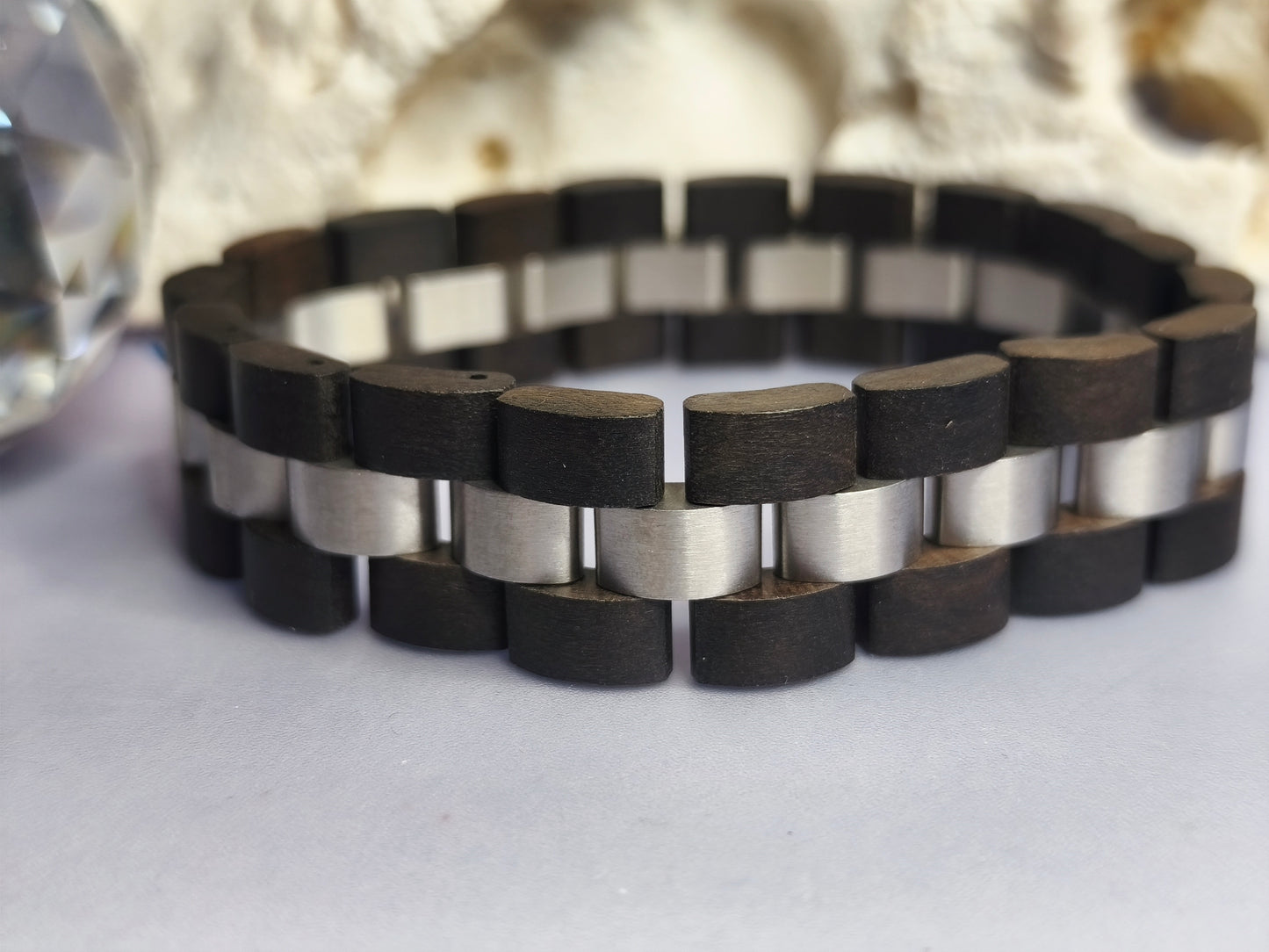 Edelstahl-Natuholzkette Armband für Männer