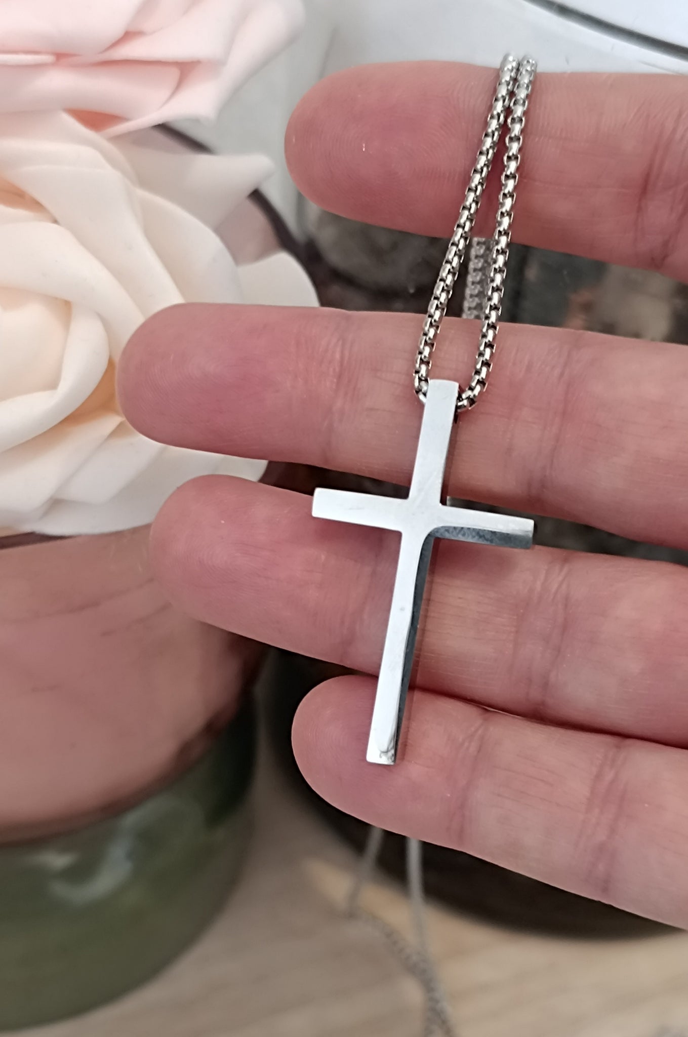 Edelstahl Kreuz Anhänger für Männer