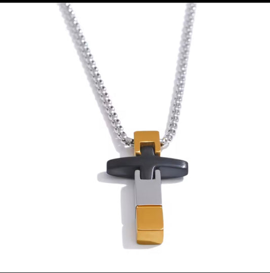 Männer Kreuz aus Edelstahl Tricolor