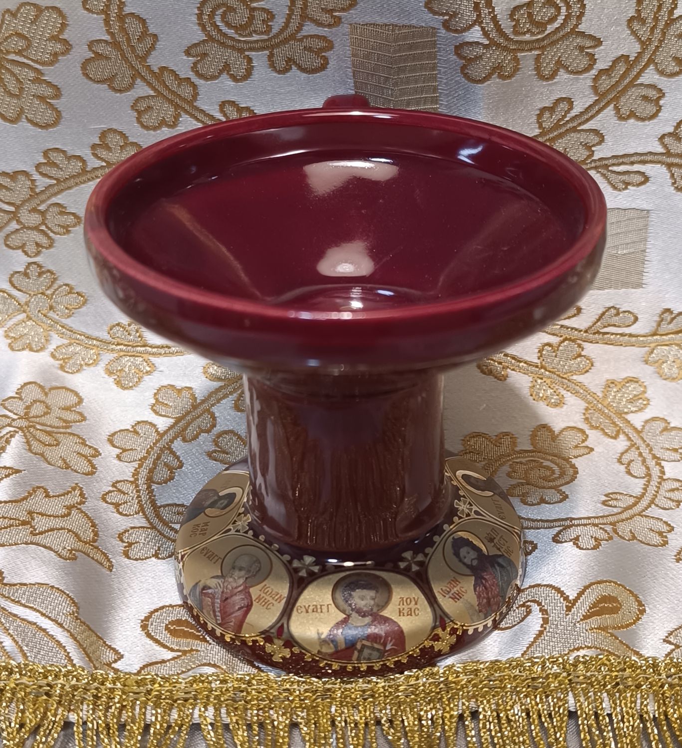 Räuchergefäß aus säulenförmigem Keramikglas mit Goldfolie - Bordeaux