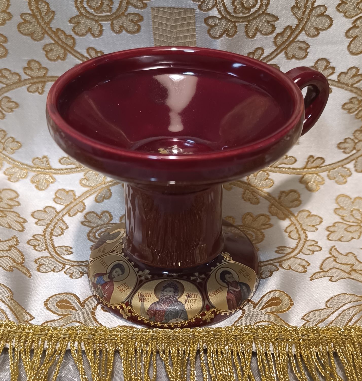 Räuchergefäß aus säulenförmigem Keramikglas mit Goldfolie - Bordeaux