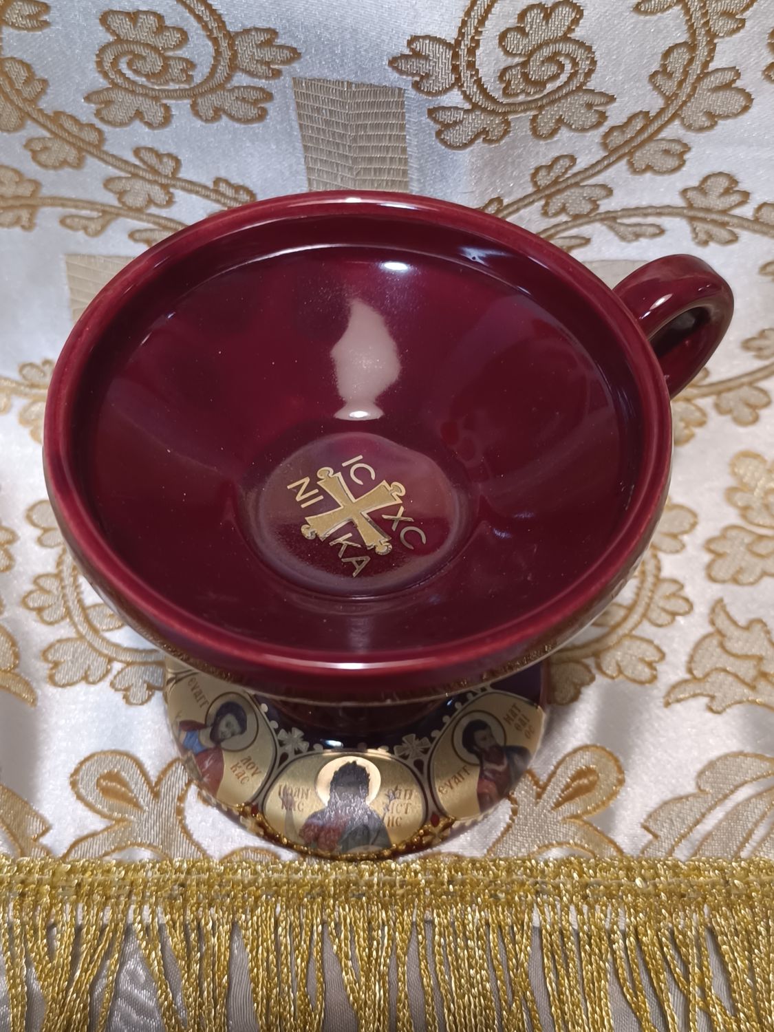 Räuchergefäß aus säulenförmigem Keramikglas mit Goldfolie - Bordeaux