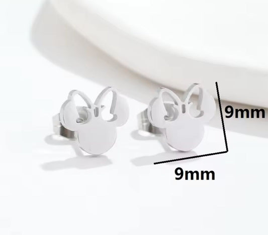 Maus Edelstahl-Ohrringe Silber für Mädchen