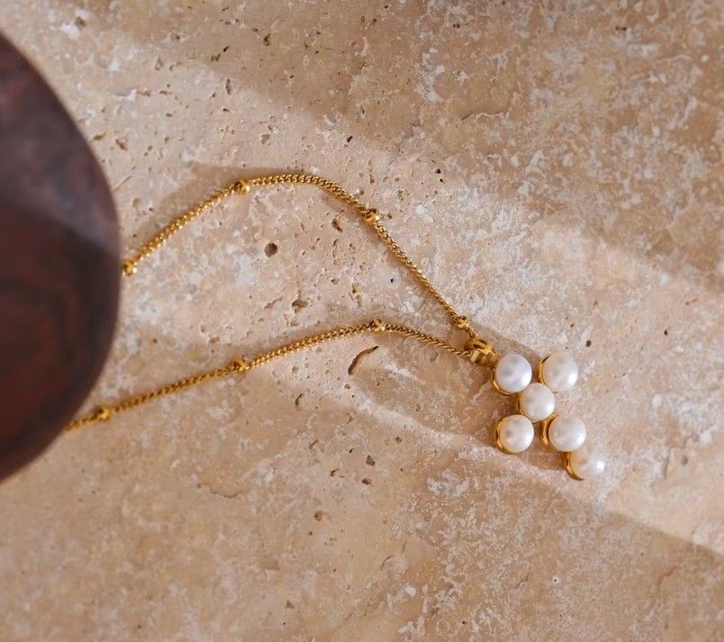 Perlen 316L Edelstahl Kreuz Anhänger