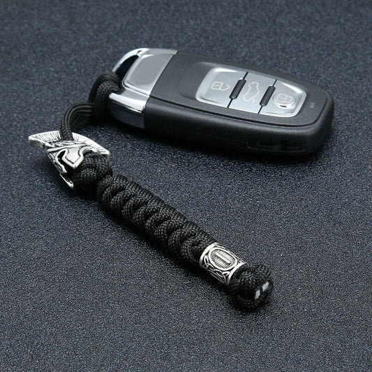 Handgefertigtes gewebtes Paracord Spartan Schwarz Anhänger