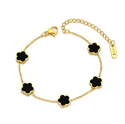 Edelstahl Armband mit Blumen