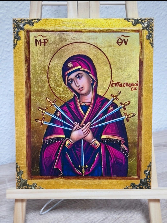 Ikone "Unsere Liebe Frau der sieben Schmerzen" Gold